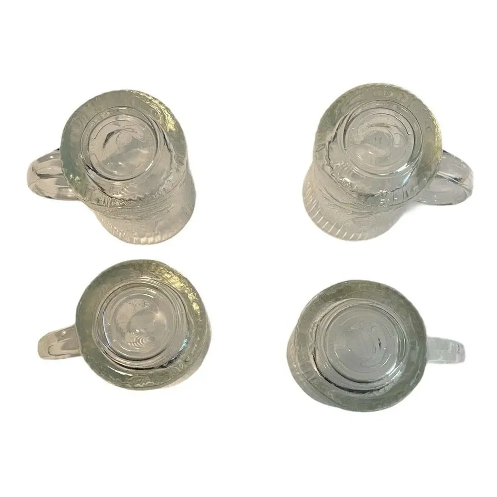 Arcoroc France Canterbury Crocus Coffee Mug Tea Cup Clear Vintage Set Of 4